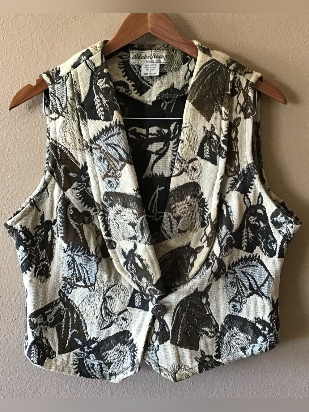 Vintage 1995 Tapestry Horses Western Vest Size XL